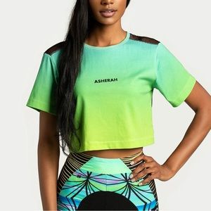 ASHERAH Laguna Neon Lime Cropped Tee | Barely Worn | Size Large |